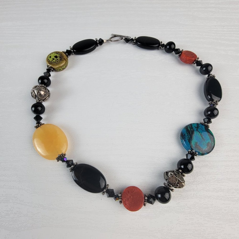 Multicolor Chunky Gemstone Statement Necklace 18 … - image 6